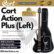 CORT Action Plus Left Handed 4 strings Electric Bass Guitar with Bag - Black (232-3-ActionplusLH/BK)