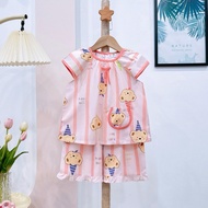 DK Linen set Shorts sleeves for girls (form has been sewn to deduct) cool, absorbent double-skin lin