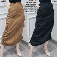 Clothingicon Rok Skirt Cargo Pocket Kantong Serut Linen Twill