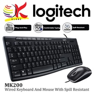 LOGITECH MK200 WIRED MEDIA COMBO QUIET TYPING KEYBOARD MOUSE WITH MEDIA CONTROL SPILL RESISTANT DESI