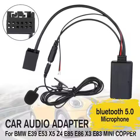 AUX Car Bluetooth Audio Cable Adapter 5.0 HIFI 12V With Microphone For BMW MINI ONE COOPER E39 E53 X