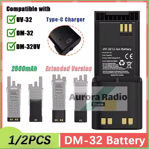 Baofeng DM-32 UV-32 Walkie Talkie Li-ion Battery Replacement Extended Original Optional High Capacit