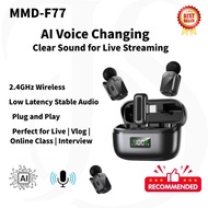 Wireless Lavalier Microphone MMD F77 | 2.4GHz Audio Mic | Live Streaming Online Class Recording