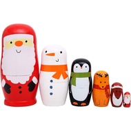 6Pcs Anak Patung Kayu Rusia Buatan Tangan yang Cantik - Anak Patung Santa Claus Matryoshka - Hadiah 