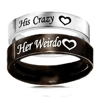 1 PC His Crazy Her Weirdo Couple Ring Stainless Steel Rings for Women Men Lovers Promise Ring Jewelry Wedding Engagement Gifts