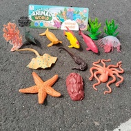 Newest 3305 34 Animal World Underwater Rubber Sea Animal Toys for Children | Rubber Sea Animal Toys 