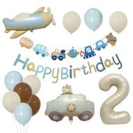 Baby Shower Car Happy Birthday Balloon Set Cream Number Airplane Balloon Kit Backdrops Decoration