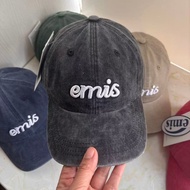 【COD】 เกาหลี Emis จดหมายถักร้อยหมวก หมวกเบสบอลกีฬา หัวใหญ่วงกลมหมวก duckbill