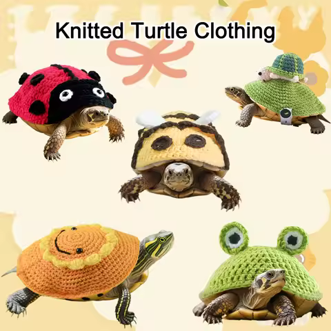 Adjustable Pet Clothing Turtle Costume for Handmade Knitted Turtle Warm Outfit Cartoon Sweater Costu