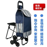 Household Portable Shopping Cart Climbing Trolley Foldable Shopping Cart Elderly Trolley with Stool Trolley