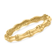 Italian 18kt Yellow Gold Over Sterling Silver Bamboo-Style Bangle Bracelet. 7 inches