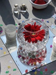 1個透明玻璃橢圓形蠟燭台,圓球水耕植物玻璃罐,婚禮用透明玻璃裝飾物,可用於桌面裝飾,婚禮中心點和室內裝飾