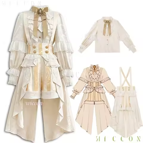 Love CoCos Store Ouji Jirai Kei Style Golden Lolita Clothes Women Femboy Outfit Court Unisex Japanes