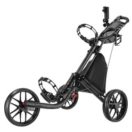 Golf Push Cart 4-Wheel Sturdy Lightweight Folding Pull Trolley with Integrated Storage for Golfing E