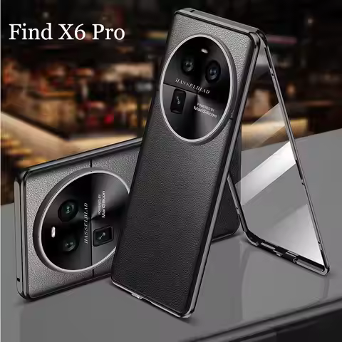 Funda For OPPO Find X6 Pro Leather Tempered Glass Phone Case For Find X5 X3 X6 Pro Double Sided Magn