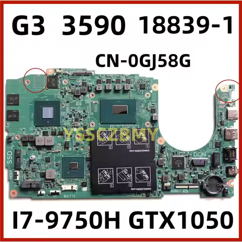 18839-1 Laptop Motherboard For Dell G3 3590 Notebook Mainboard CN-0MFHW with i5-9300H CPU GTX1050 GP