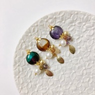 【若桑】【浮世繪卷。蜻蜓玉】日本銀箔琉璃珠髮簪。木簪