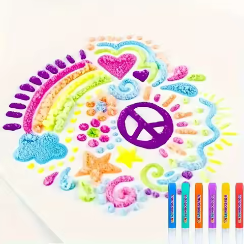 6 bubble pens, popcorn pens, stress-relief watercolor pens, DIY greeting cards, and 3D magic doodles