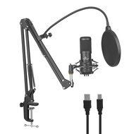YEYIAN USB Microphone 24Bit/192KHZ Gaming PC Metal Mic Boom Arm Plug & Play, Shock Mount Kit Recordi