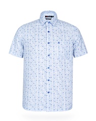 Áo sơ mi nam tay ngắn Khatoco màu xanh mã A1MN538T2-CNIN344-2504-N