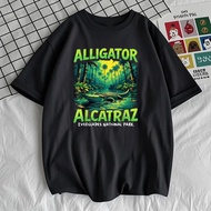 Meme Lucu Florida Everglades Alligator Alcatraz T-Shirt Lelaki Wanita Y2k T-shirt Lengan Pendek Unis