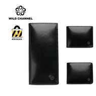 Wild Channel Leather RFID Bifold Wallet - Black NW 008