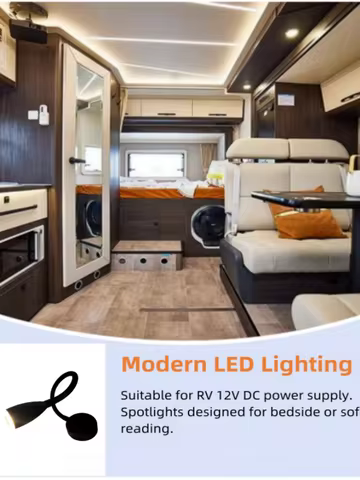 12V dimmable reading light, RV boat bedside reading light, gooseneck LED spotlight suitable for camp