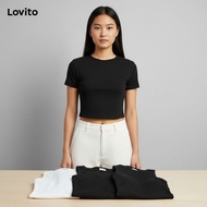 Lovito Tank Top Asas Crop Ringkas Untuk Wanita L80ED368