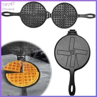 Cast Iron Waffle Maker Pan Non-Stick Waffle Mold Round Waffle Cake Maker for Stovetop Or Grill
