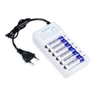 =+=+=+] Doublepow Battery Charger 6-Slot AA/AAA+1200mAh AA/AAA Batteries 6pcs