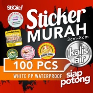 🚚 100 pcs‼️ 🚚 WHITE PP STICKER MURAH LABEL PRODUK/EVENT/TQ | 3CM/4CM/5CM/6CM/7CM/8CM | Siap Potong /