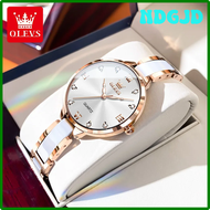 Olevs 5872 Quartz Watch For Women Elegant Ceramic Bracelet Fashion Ladies Dress Wrist Watch Ladies Waterproof Watches