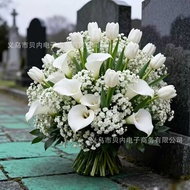 32 Artificial Outdoor Cemetery Bouquets Gypsophila Tulip Horseshoe Lotus Combination Fake Flowers Re