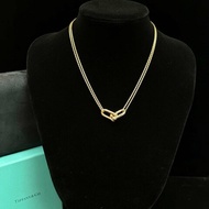 TIFFANY HardWear系列18K玫瑰金雙鏈環項鍊 鏈長40cm 98新配件盒子