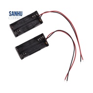 2pcs Black 2-Layers 4 x 1.5V AAA Battery Holder Case Box w Wire Leads