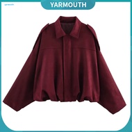 YYR_ Women Jacket Autumn Jacket Women Women’s Faux Suede Oversized Jacket Long Sleeve Lapel Pilot Co