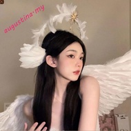 AUGUSTINA Feather Glory Crown Headband, Dress Up Props Double Layer Virgin Mary Queen Tiara, Gothic 
