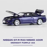 PopRACE Nissan Skyline GTR NISMO R33 400R with Front Bonet Opening Purple Colour in Seal Box Packagi