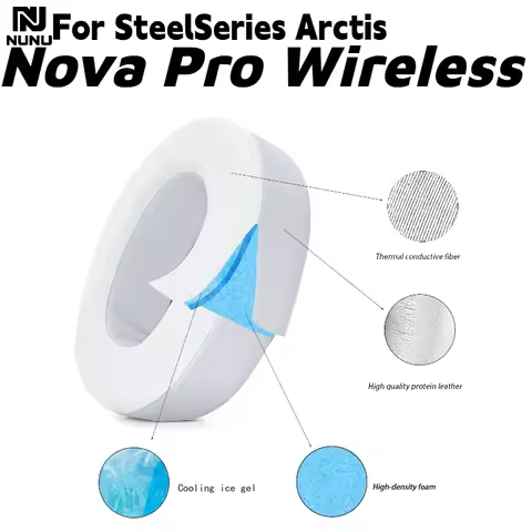 NUINU Replacement Gray Ice gel Ear Pads With buckle for SteelSeries Arctis Nova Pro Wireless Headpho