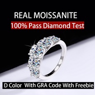 Moissanite Ring 3.6ct Five Stone Round Cut D Color S925 Silver GRA Certified Pass Diamond Test