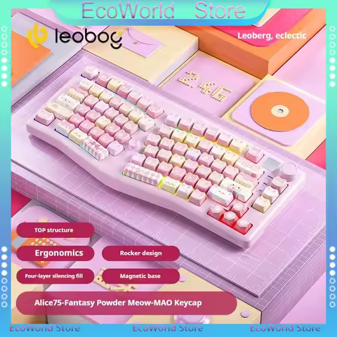 Leobog Alice A75 Mechanical Keyboard Tri Mode 2.4G Bluetooth Wireless Hot Swap RGB Custom Ergonomic