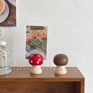 Cute Creative Mushroom Note Holder Ornaments Retro Wooden Photo Holder Business Card Holder Desktop 