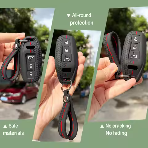 Silicone Car Remote Key Case Shell Cover With Keychain Fob Holder For Audi A3 A5L Q6 A6L Q5 2025