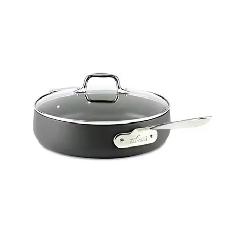 Nonstick Sauté Pan 4 Quart Black Aluminum Cookware Induction Safe