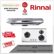 RINNAI RH-S259-SSR-T SLIMLINE HOOD SENSOR TOUCH CONTROL  +  RINNAI RB-93TS 3 BURNER BUILT-IN HOB STAINLESS STEEL BUNDLE