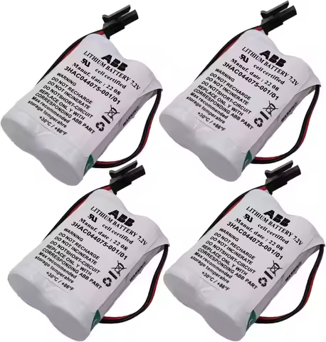(4-Pcs) 3HAC044075-001/01 SMB PLC Battery for ABB Robot CPU / 3600mAh / 7.2V