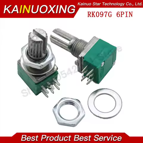 5pcs RK097G 5K 10K 20K 50K 100K 500K B5K with a switch audio 6PIN shaft 15mm amplifier sealing Poten