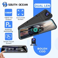 South Ocean 10'' IPS Touch Screen Stream Media Dual Lens 1080P With Night Vision Dash Cam Rearview M