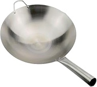 Wok Hand Hammered Carbon Steel POW Pot, Stainless Steel Wok -34 /43cm, All Stoves, Including Pan (Size : 543610cm)