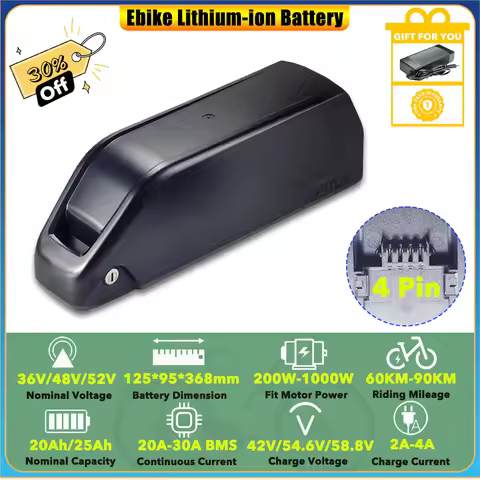 RIDE1UP REVV 1 Ebike Spare 52V 48V 20Ah Lithium-ion Battery Pack for 750W 1000W Freego DK200 Off Roa